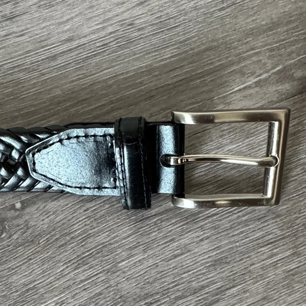 Black Braided Leather Belt